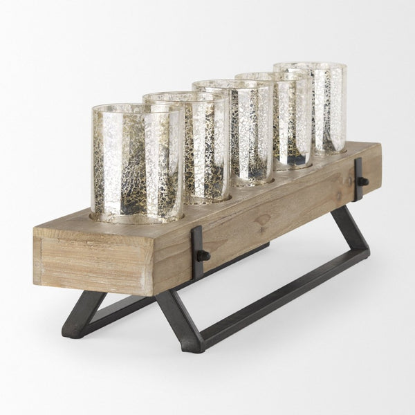 Mercana Benk Five-Cup Candle Holder – Rustic-Modern Centerpiece for Any Room, Perfect for Cozy Ambiance 53085
