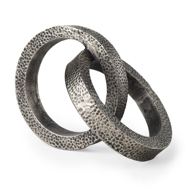 Mercana Rafiki Conjoined Circles Sculpture - Modern Metal Accent with Hammered Finish for Meaningful Decor Blackened Silver Metal 69163