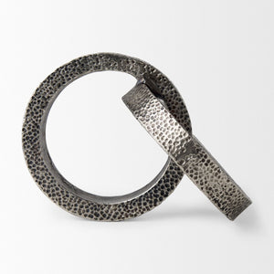 Mercana Rafiki Conjoined Circles Sculpture - Modern Metal Accent with Hammered Finish for Meaningful Decor Blackened Silver Metal 69163