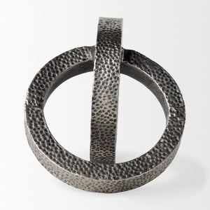 Mercana Rafiki Conjoined Circles Sculpture - Modern Metal Accent with Hammered Finish for Meaningful Decor Blackened Silver Metal 69163