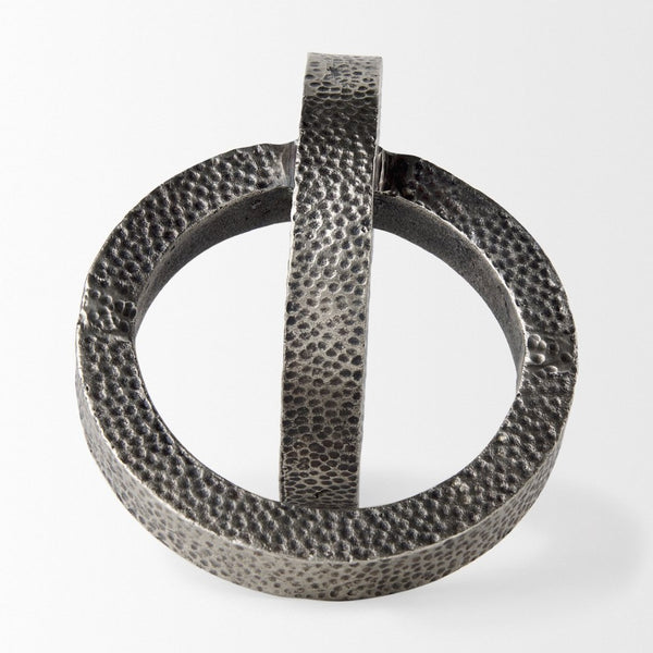 Mercana Rafiki Conjoined Circles Sculpture - Modern Metal Accent with Hammered Finish for Meaningful Decor Blackened Silver Metal 69163