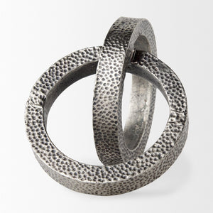 Mercana Rafiki Conjoined Circles Sculpture - Modern Metal Accent with Hammered Finish for Meaningful Decor Blackened Silver Metal 69163