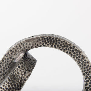 Mercana Rafiki Conjoined Circles Sculpture - Modern Metal Accent with Hammered Finish for Meaningful Decor Blackened Silver Metal 69163