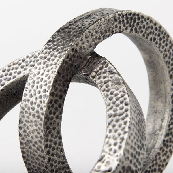 Mercana Rafiki Conjoined Circles Sculpture - Modern Metal Accent with Hammered Finish for Meaningful Decor Blackened Silver Metal 69163