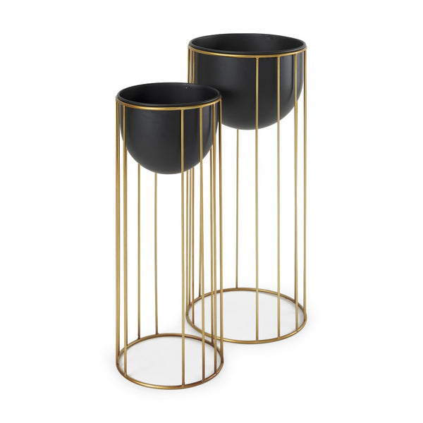 Mercana Danica Modern Plant Stands Set of 2 - Elevate Indoor Greenery with Stylish Design and Luxe Accents 70099