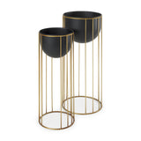 Danica Set of 2 Matte Black Metal Plant Stands