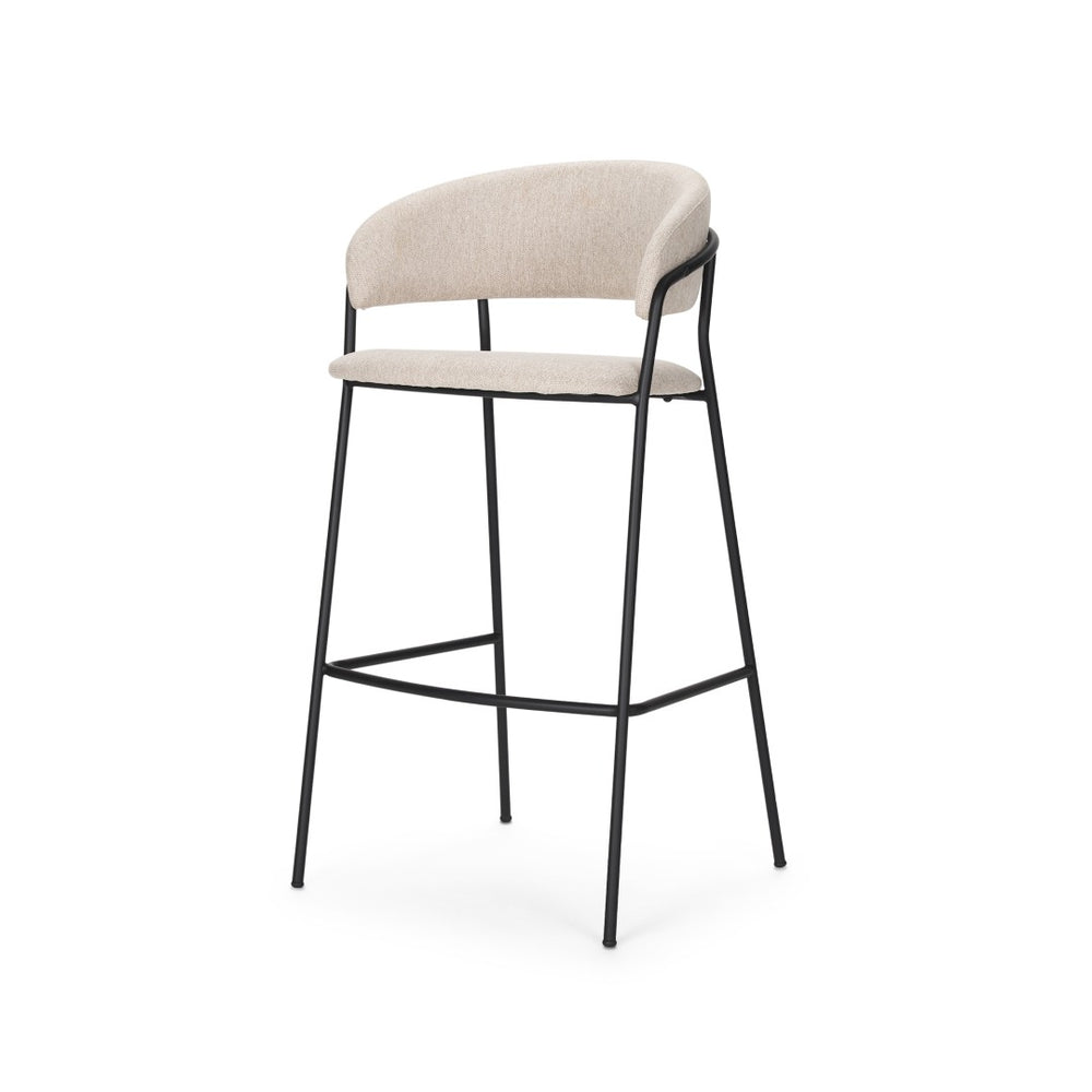 Mercana Carolyn Bar Stool – Chic Comfort with Padded Seat and Matte Black Metal Frame for Modern Spaces Oatmeal | Bar 70246