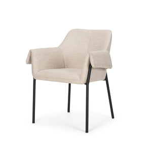 Mercana Brently Dining Chair - Modern Comfort with Stylish Design for a Sophisticated Dining Space Oatmeal Fabric | Black Metal 70248