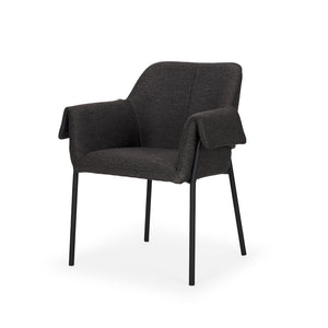 Mercana Brently Dining Chair - Modern Comfort with Stylish Design for a Sophisticated Dining Space Gray Fabric | Black Metal 70249