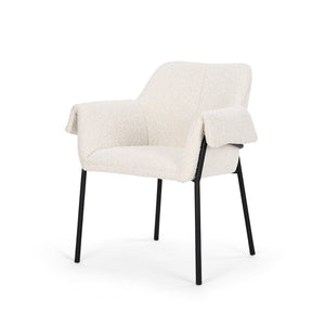 Mercana Brently Dining Chair - Modern Comfort with Stylish Design for a Sophisticated Dining Space Cream Boucle Fabric | Black Metal 70250