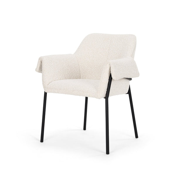 Mercana Brently Dining Chair - Modern Comfort with Stylish Design for a Sophisticated Dining Space Cream Boucle Fabric | Black Metal 70250