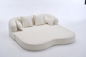 English Elm 2-in-1 Foldable Chenille Sleeper Sofa Compact Convertible Loveseat for Modern Living W2231P392100