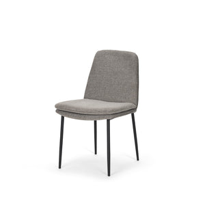 Mercana Eve Dining Chair – Modern Comfort with Durable Metal Frame and Elegant Woven Upholstery Design Gray Fabric | Black Metal 70260