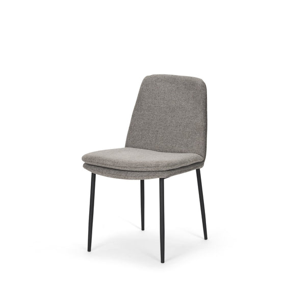 Mercana Eve Dining Chair – Modern Comfort with Durable Metal Frame and Elegant Woven Upholstery Design Gray Fabric | Black Metal 70260
