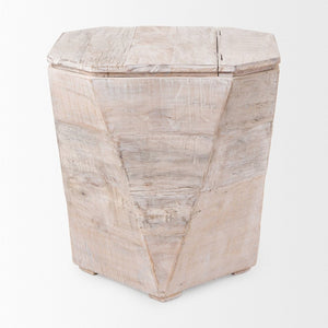 Mercana Esagono Octagonal Reclaimed Wood Side Table with Storage for a Rustic and Charming Living Space 67531