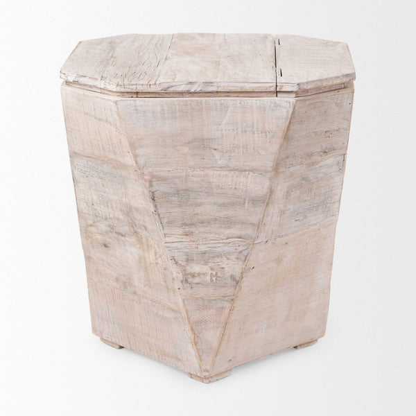 Mercana Esagono Octagonal Reclaimed Wood Side Table with Storage for a Rustic and Charming Living Space 67531