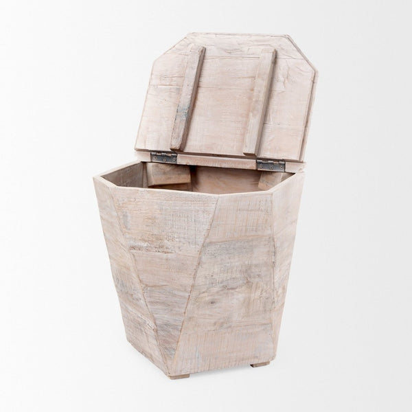 Mercana Esagono Octagonal Reclaimed Wood Side Table with Storage for a Rustic and Charming Living Space 67531