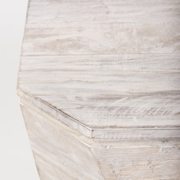 Mercana Esagono Octagonal Reclaimed Wood Side Table with Storage for a Rustic and Charming Living Space 67531
