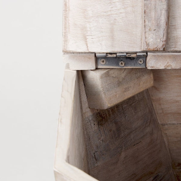 Mercana Esagono Octagonal Reclaimed Wood Side Table with Storage for a Rustic and Charming Living Space 67531