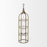 Mercana Gerson I Large Cage-Style Gold Metal Candle Holder Lantern 67697