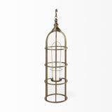 Mercana Gerson I Large Cage-Style Gold Metal Candle Holder Lantern 67697