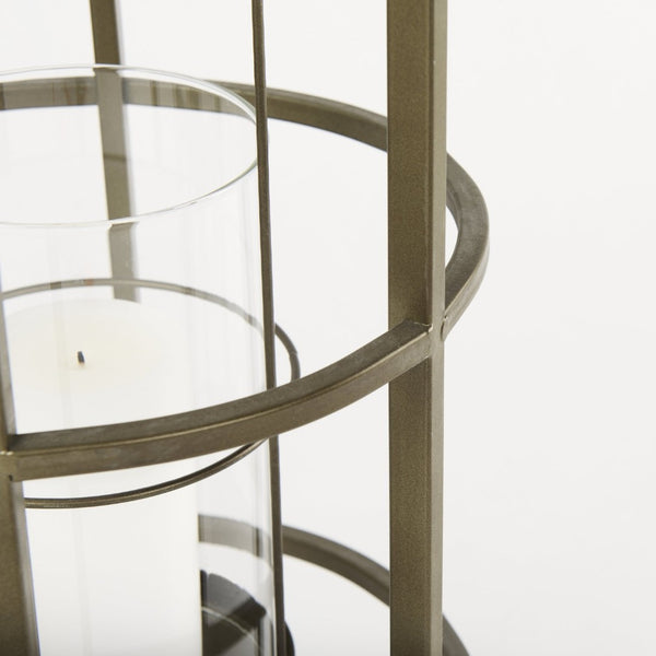 Mercana Gerson Elegant Cage-Style Lantern Candle Holder for Home Décor, Entryways, and Event Settings Gold Metal | 43H 67697