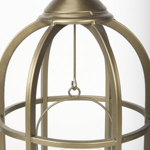Mercana Gerson Elegant Cage-Style Lantern Candle Holder for Home Décor, Entryways, and Event Settings Gold Metal | 35H 67698