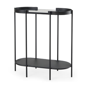 Mercana Booker Black Metal W/Tinted Glass Top Accent Table 70104