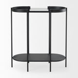 Mercana Booker Black Metal W/Tinted Glass Top Accent Table 70104