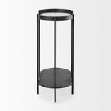 Mercana Booker Black Metal W/Tinted Glass Top Accent Table 70104