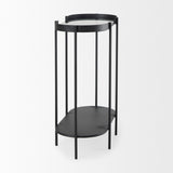 Mercana Booker Black Metal W/Tinted Glass Top Accent Table 70104