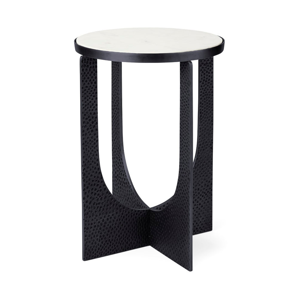 Mercana Patrick 23"H Accent Table with Unique Marble Top and Stylish Metal Frame for Modern Interiors 69673