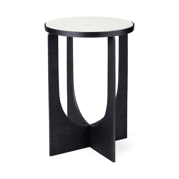 Mercana Patrick 23"H Accent Table with Unique Marble Top and Stylish Metal Frame for Modern Interiors 69673