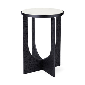 Mercana Preston 23"H White Marble Top w/ Matte Black Metal Accent Table  69673