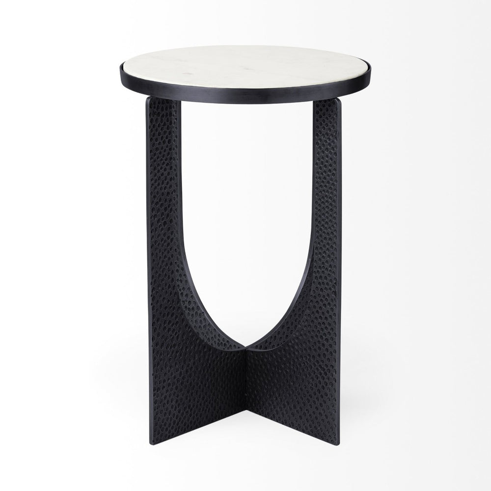 Mercana Patrick 23"H Accent Table with Unique Marble Top and Stylish Metal Frame for Modern Interiors 69673