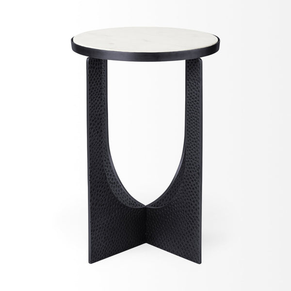 Mercana Patrick 23"H Accent Table with Unique Marble Top and Stylish Metal Frame for Modern Interiors 69673