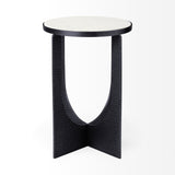 Mercana Preston 23"H White Marble Top w/ Matte Black Metal Accent Table  69673