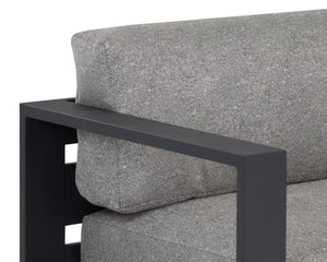 Sunpan TAVIRA Sofa - Charcoal Aluminum Frame with Lanikai Salt and Pepper Fabric for Outdoor Luxury Living 109656V