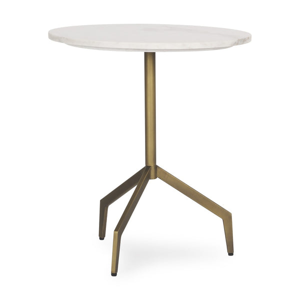 Mercana Serre End Table - Modern Industrial Style with Unique Marble Top and Sturdy Matte Base for Any Space White Marble | Gold Metal 70153