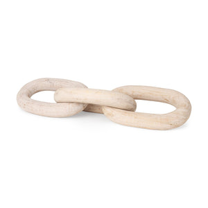 Mercana Tayla Large Hand-Carved Reclaimed Wood Chain Link - Rustic Sculptural Accent for Any Space Blonde 70155