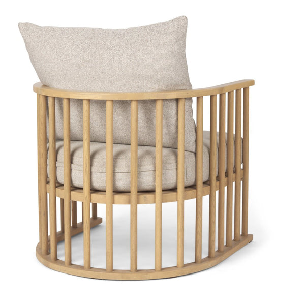 Mercana Kopari Elegant Accent Chair with Soft Upholstery and Sturdy Wood Frame for Modern Living Spaces Beige Fabric | Light Brown Wood 69826