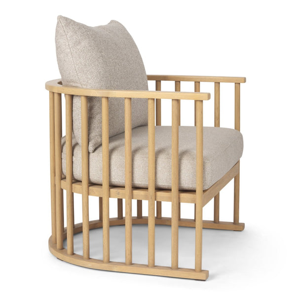 Mercana Kopari Elegant Accent Chair with Soft Upholstery and Sturdy Wood Frame for Modern Living Spaces Beige Fabric | Light Brown Wood 69826