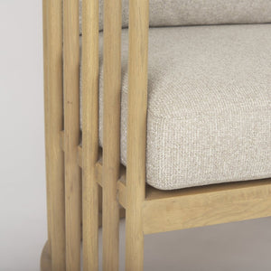 Mercana Kopari Elegant Accent Chair with Soft Upholstery and Sturdy Wood Frame for Modern Living Spaces Beige Fabric | Light Brown Wood 69826