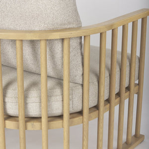 Mercana Kopari Elegant Accent Chair with Soft Upholstery and Sturdy Wood Frame for Modern Living Spaces Beige Fabric | Light Brown Wood 69826