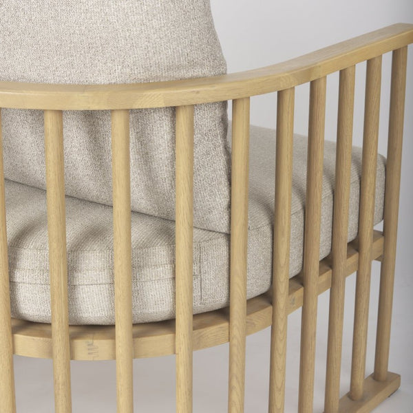 Mercana Kopari Elegant Accent Chair with Soft Upholstery and Sturdy Wood Frame for Modern Living Spaces Beige Fabric | Light Brown Wood 69826