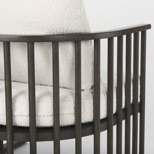 Mercana Kopari Elegant Accent Chair with Soft Upholstery and Sturdy Wood Frame for Modern Living Spaces White Boucle | Dark Brown Wood 69827