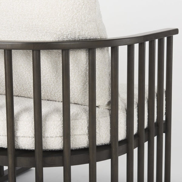 Mercana Kopari Elegant Accent Chair with Soft Upholstery and Sturdy Wood Frame for Modern Living Spaces White Boucle | Dark Brown Wood 69827