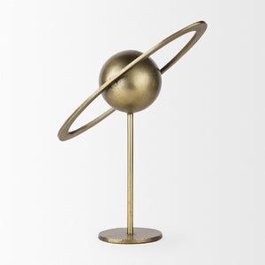 Mercana Atlas Celestial Metal Sculpture - Contemporary Ringed Planet Accent for Home & Office Décor Gold Metal | 16.0H 69996