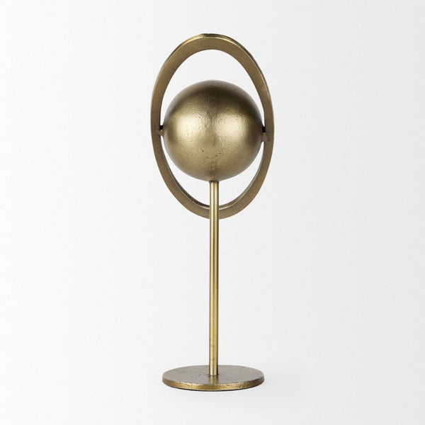 Mercana Atlas Celestial Metal Sculpture - Contemporary Ringed Planet Accent for Home & Office Décor Gold Metal | 16.0H 69996