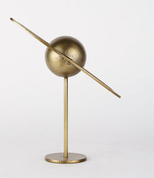 Mercana Atlas Celestial Metal Sculpture - Contemporary Ringed Planet Accent for Home & Office Décor Gold Metal | 16.0H 69996